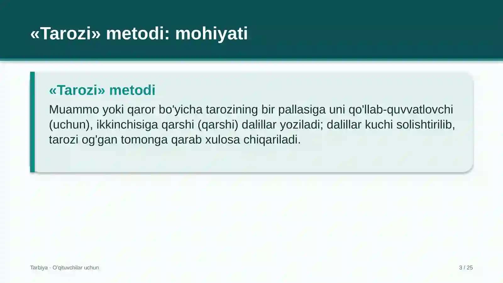 tarbiya darslarida tarozi metodidan foydalanish 3932 3