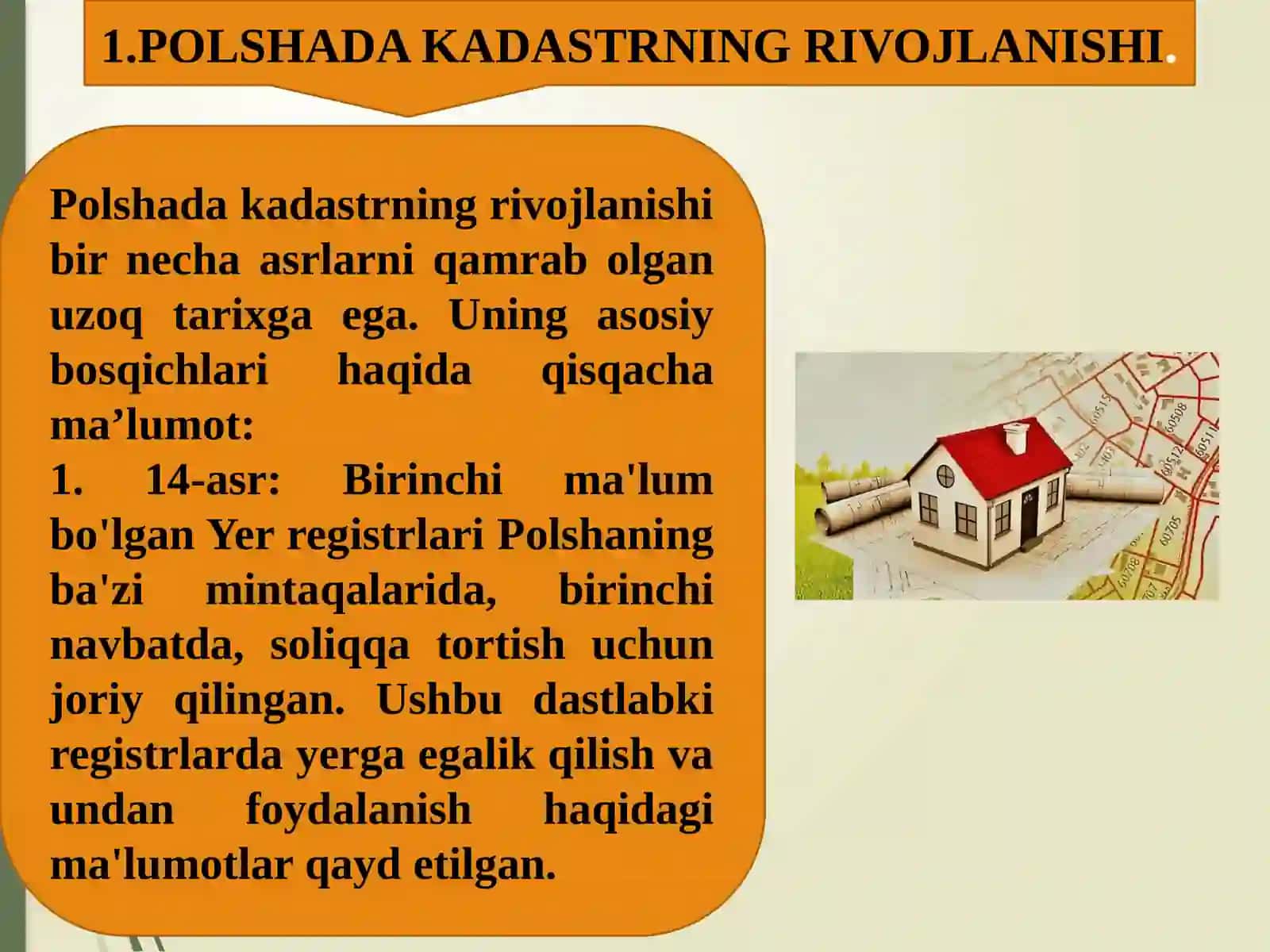 Polsha davlatining kadastr ishlarini yuritish, tajribasini o`rganish va ularni tahlil qilish 3