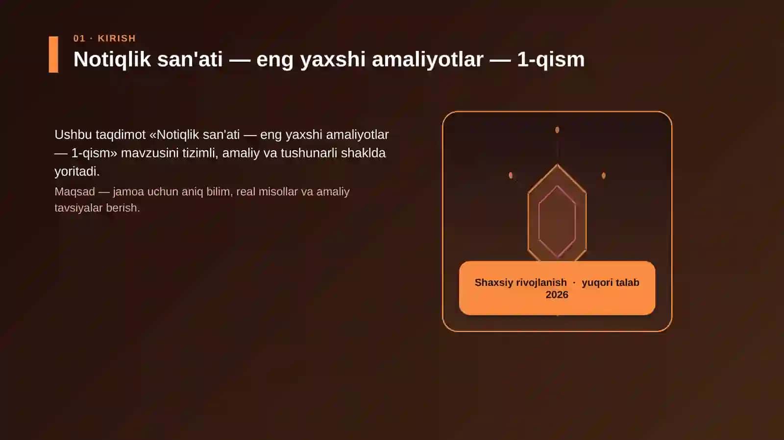 Notiqlik san'ati — eng yaxshi amaliyotlar — 1-qism 3