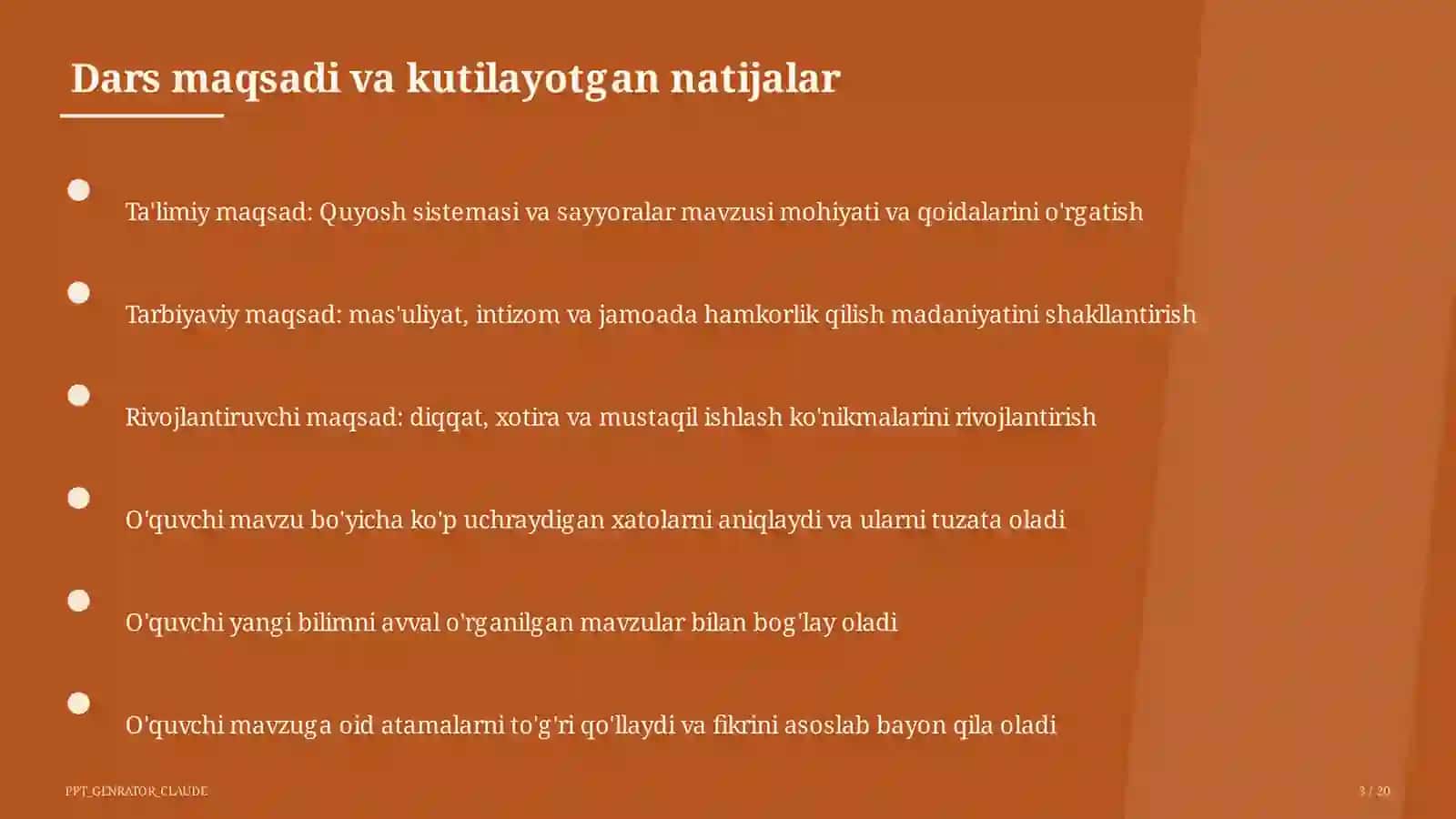 Quyosh sistemasi va sayyoralar (4-sinf) 3