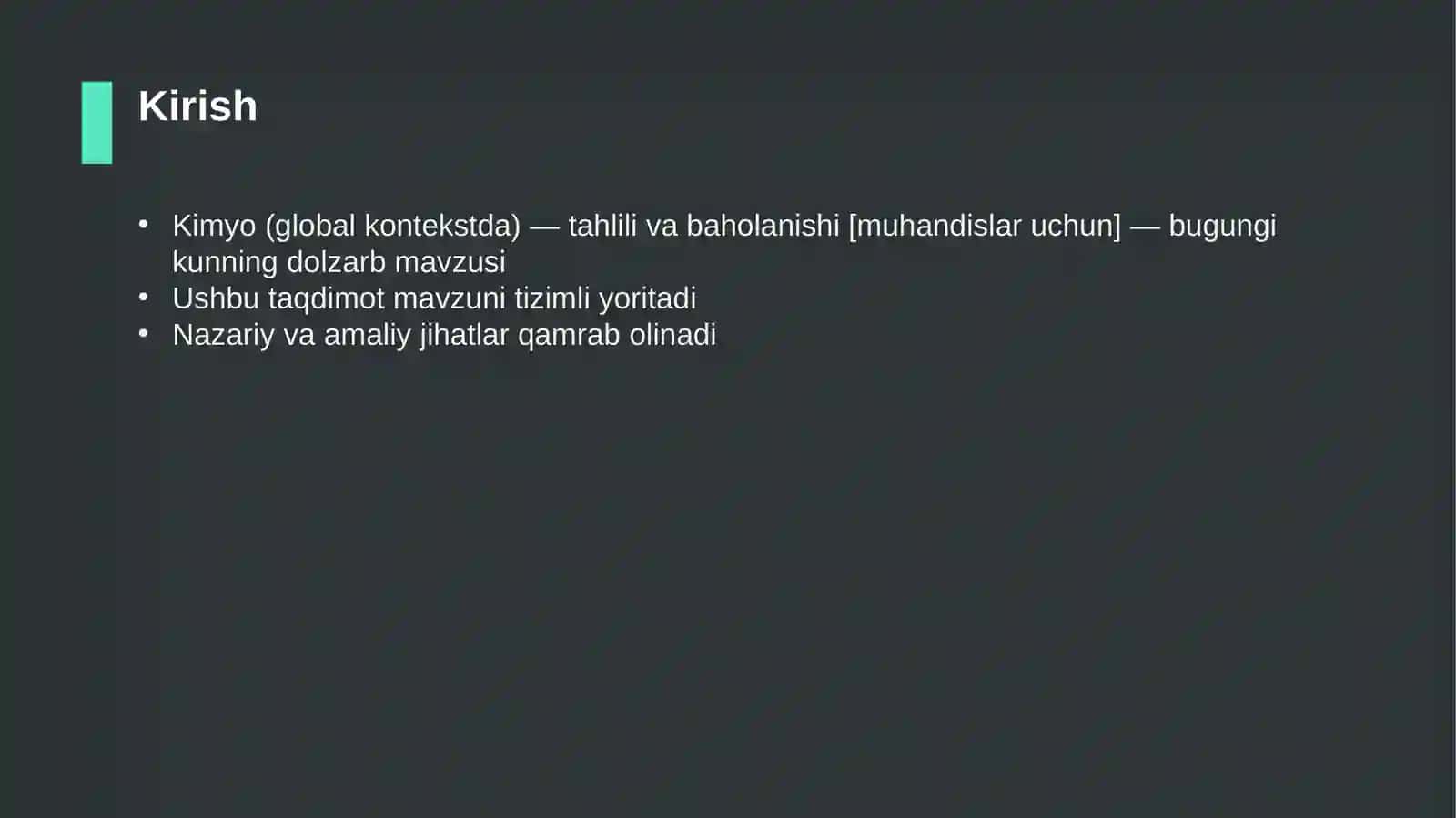 Kimyo (global kontekstda) — tahlili va baholanishi [muhandislar uchun] 3