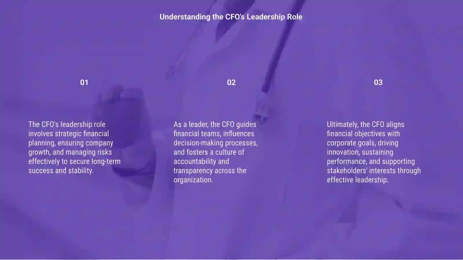 Leadership duties (CFO) 3
