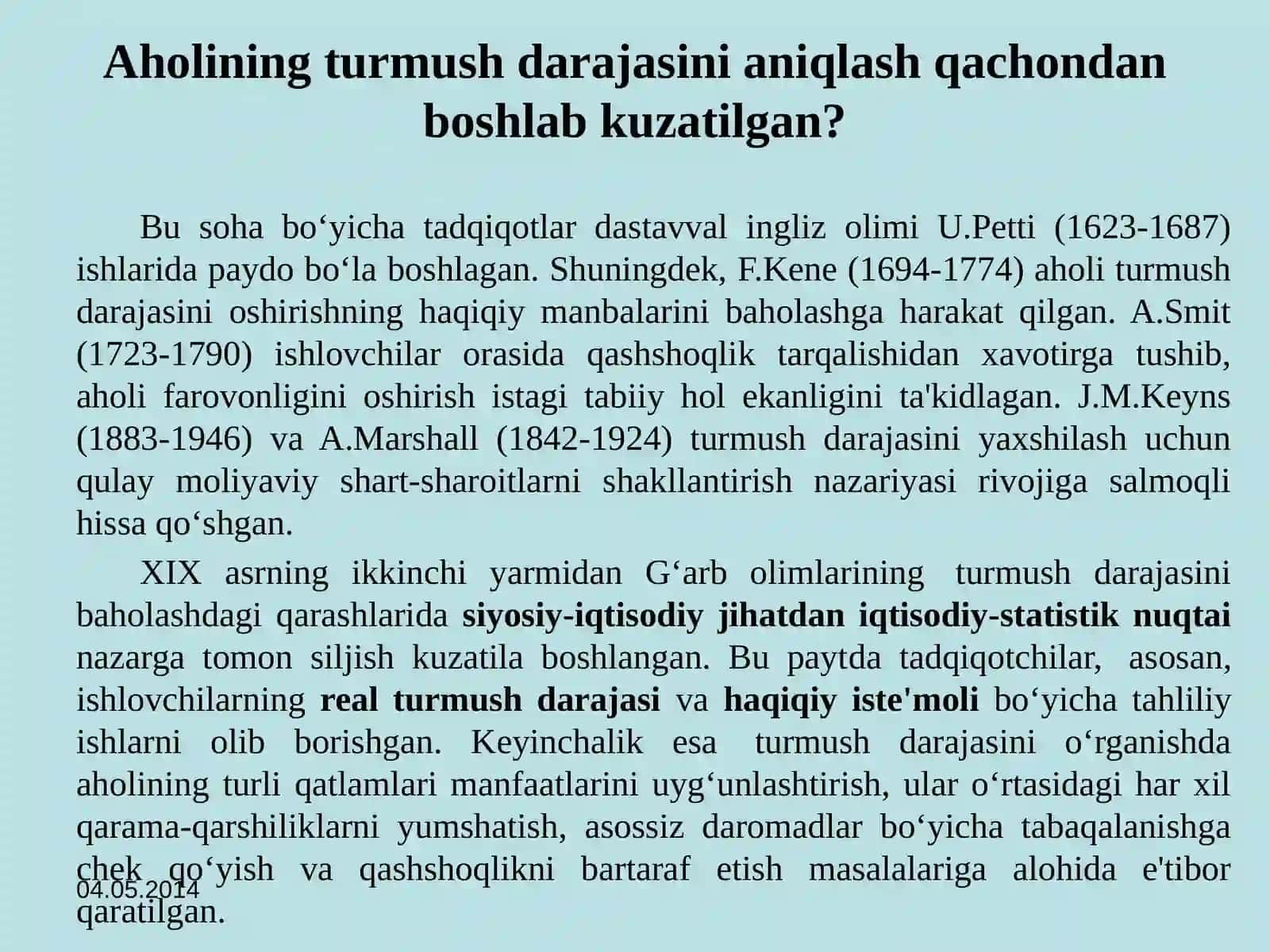 Turmush darajasi tushunchasi 3