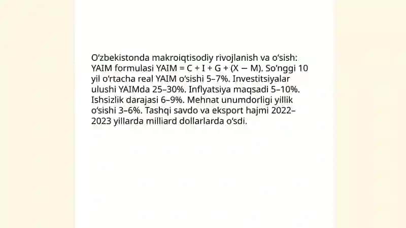 OʻZBEKISTON Respublikasi Iqtisodiyoti Mustafoqulov Akbarali 3