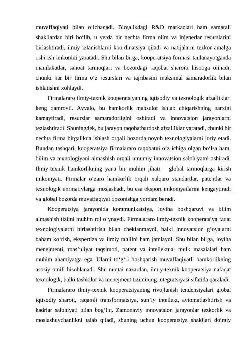 Innovasion jarayonlarda firmalararo ilmiy-texnik kooperasiyalar 3
