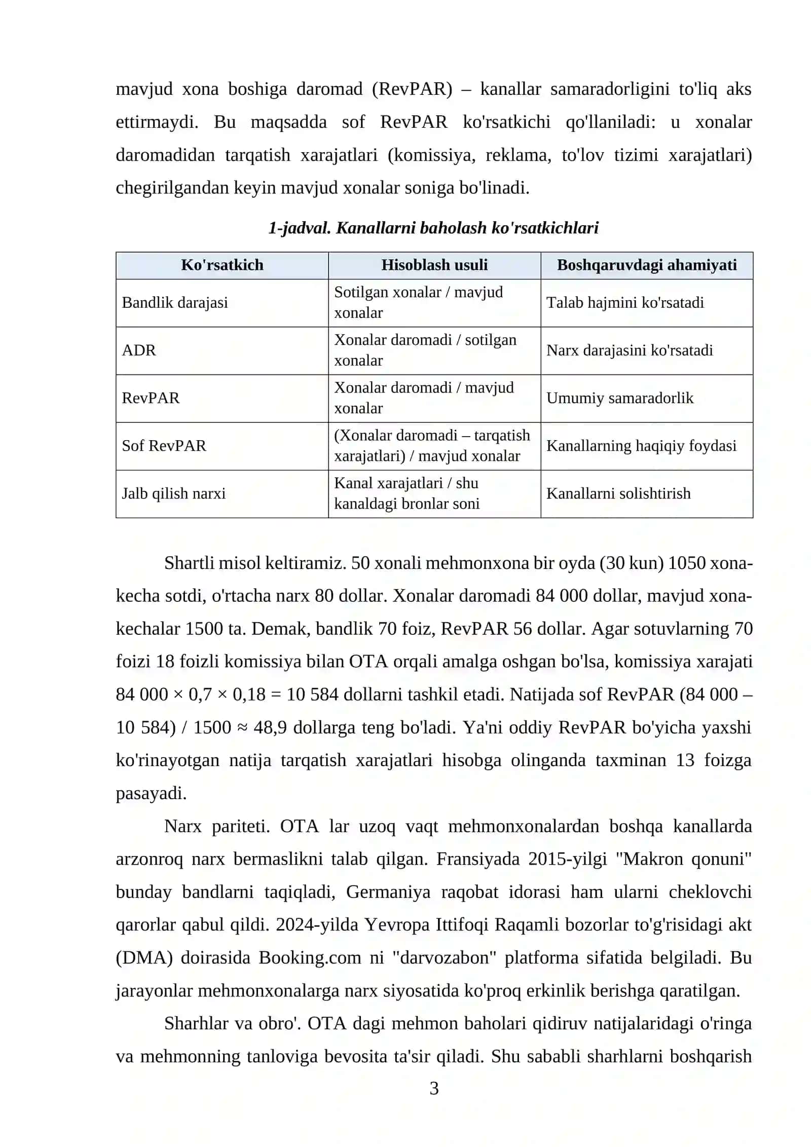MEHMONXONA DAROMADLARI VA TARQATISH KANALLARINI OPTIMALLASHTIRISH 3