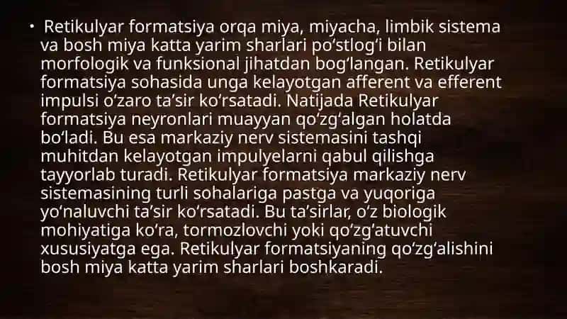 Retikulyar formatsiya va funksiyalari 3