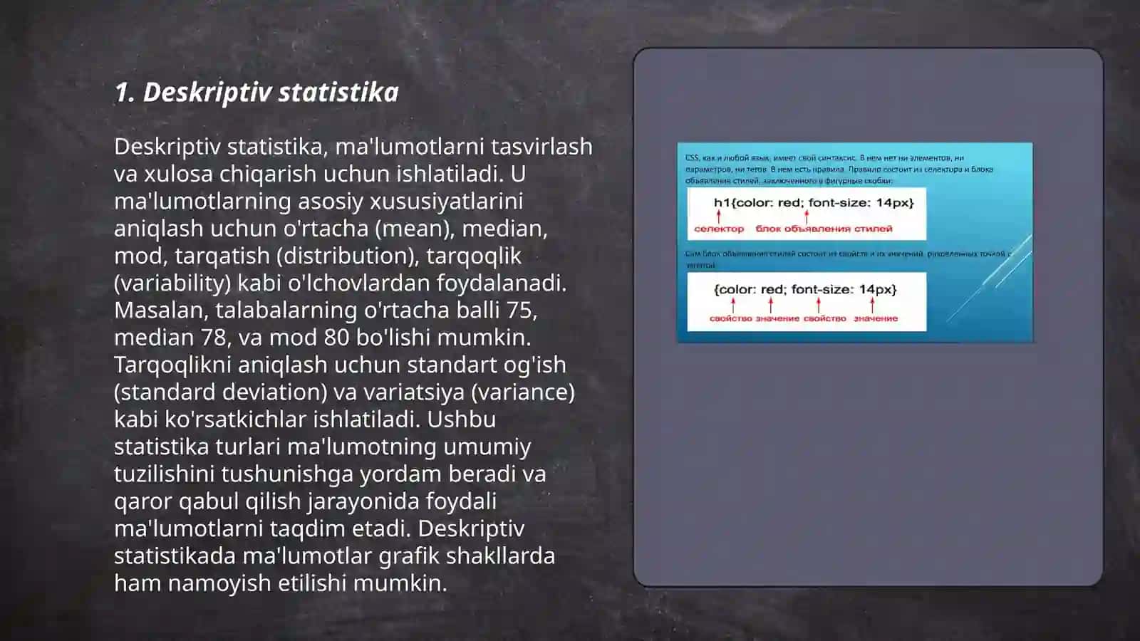 Statistik funksiyalar 3
