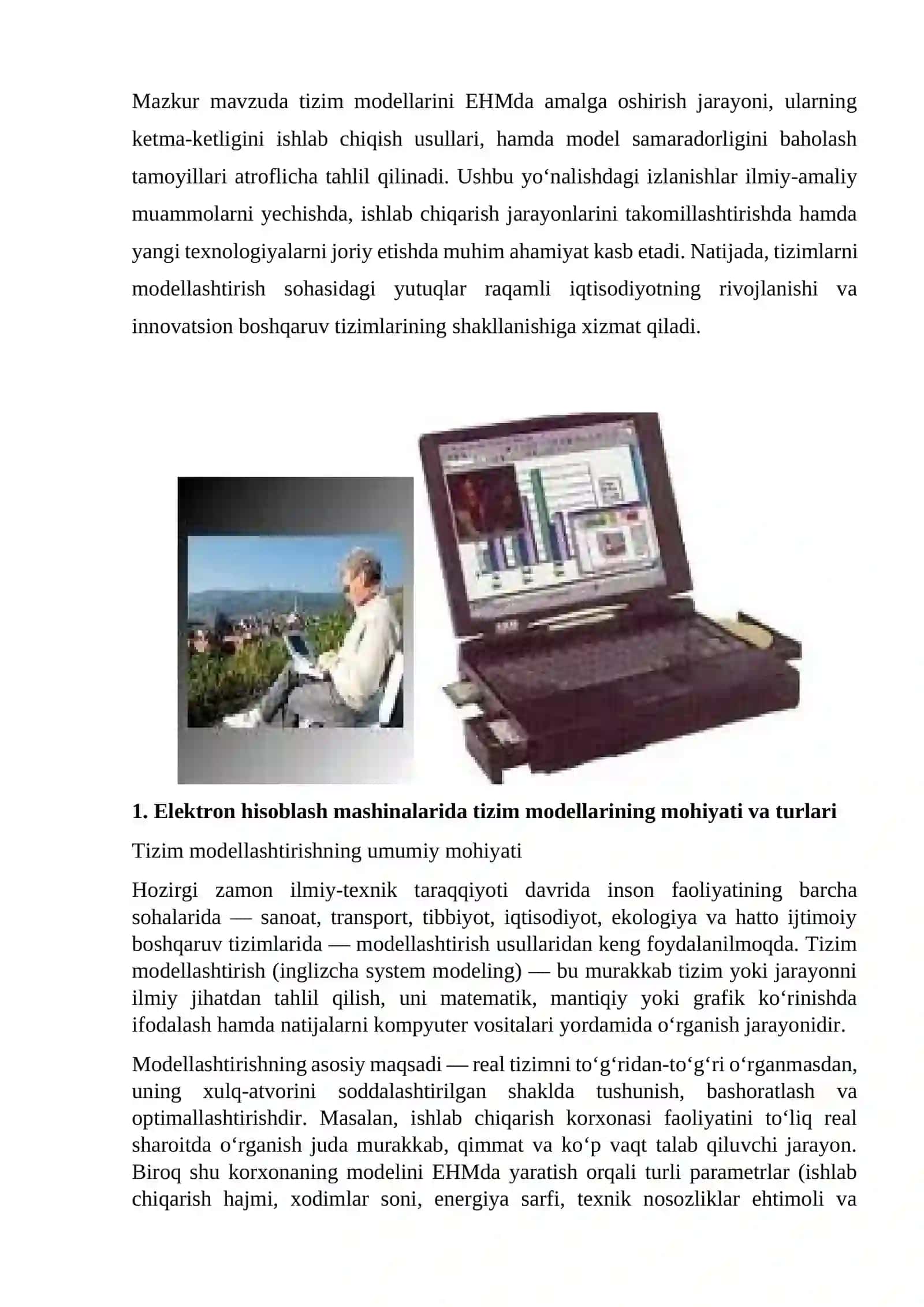 Tizim modellarini EHMda amalga oshirish va ularning ketma-ketligini ishlab chiqish 3