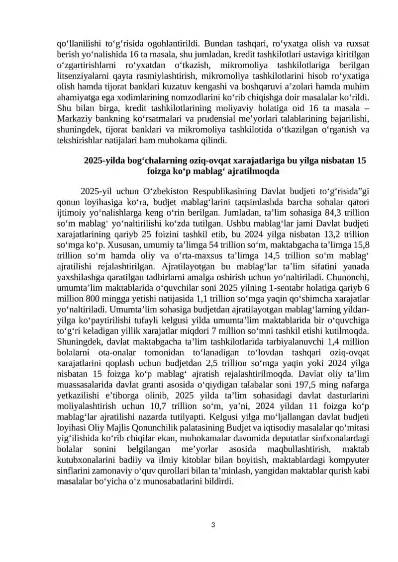Oʻzbekiston Respublikasidagi iqtisodiy, Ijtimoiy-siyosiy voqealarga doir MAʼLUMOTLAR 3