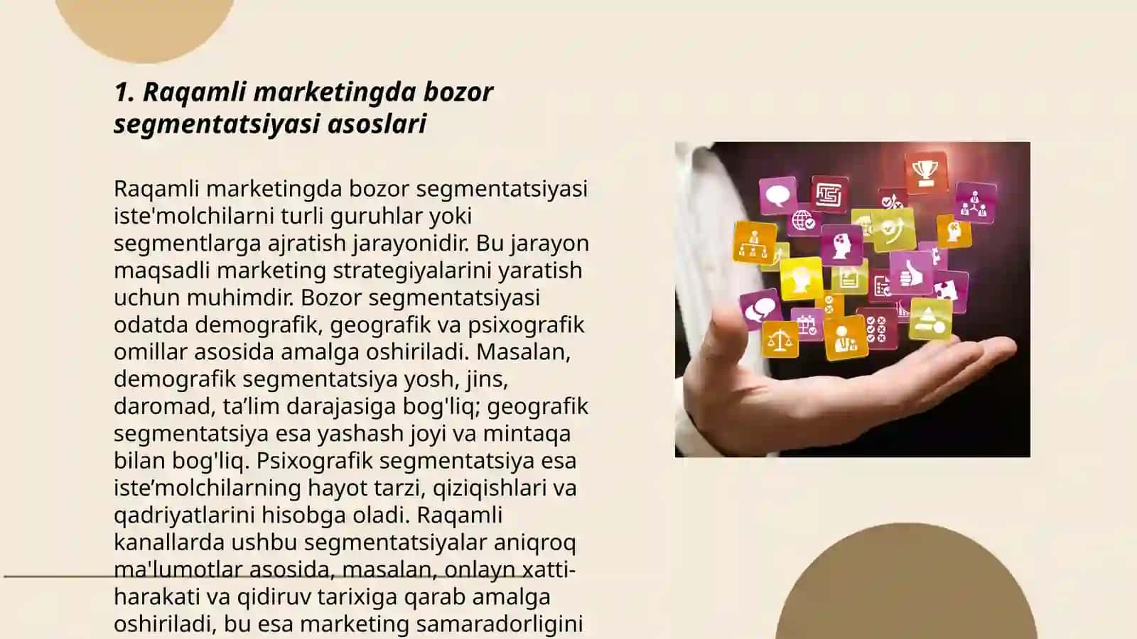 Raqamli marketingda Bozor segmentatsiyasi va mahsulotni joylashtirish 3