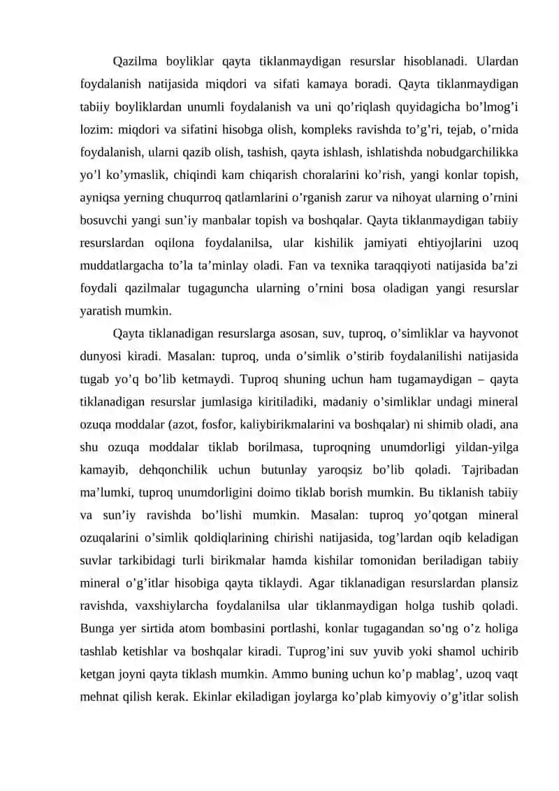 Davlatning tabiiy resurislardan foydalanish va ekologiya siyosati. 3