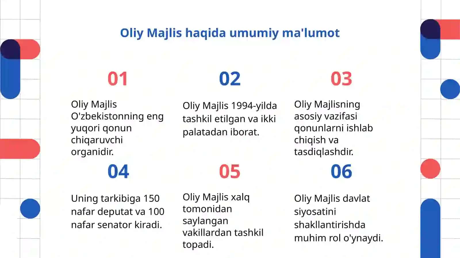 OLIY MAJLISNING DAVLAT HOKIMIYATI TIZIMIDAGI O`RNI VAZIFASI 3