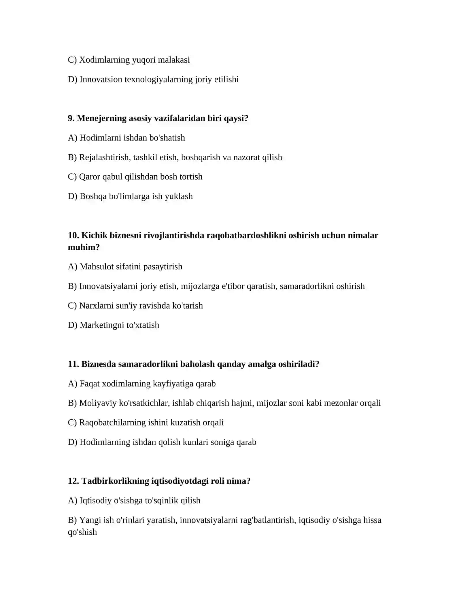 Biznes boshqarishning turlari. Tadbirkorlik va kichik biznes boshqaruvi 3