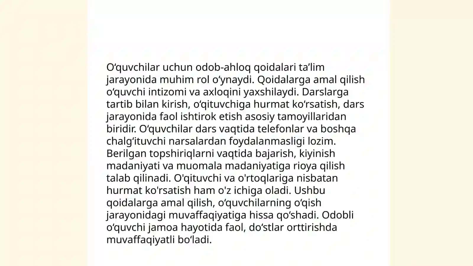 O'quvchilar uchun odob-ahloq qoidalari 3