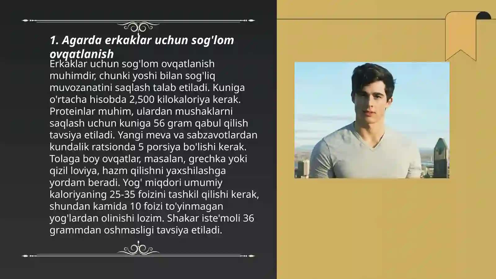 Agarda Erkaklar Uchun Sog'lom Ovqatlanish 3