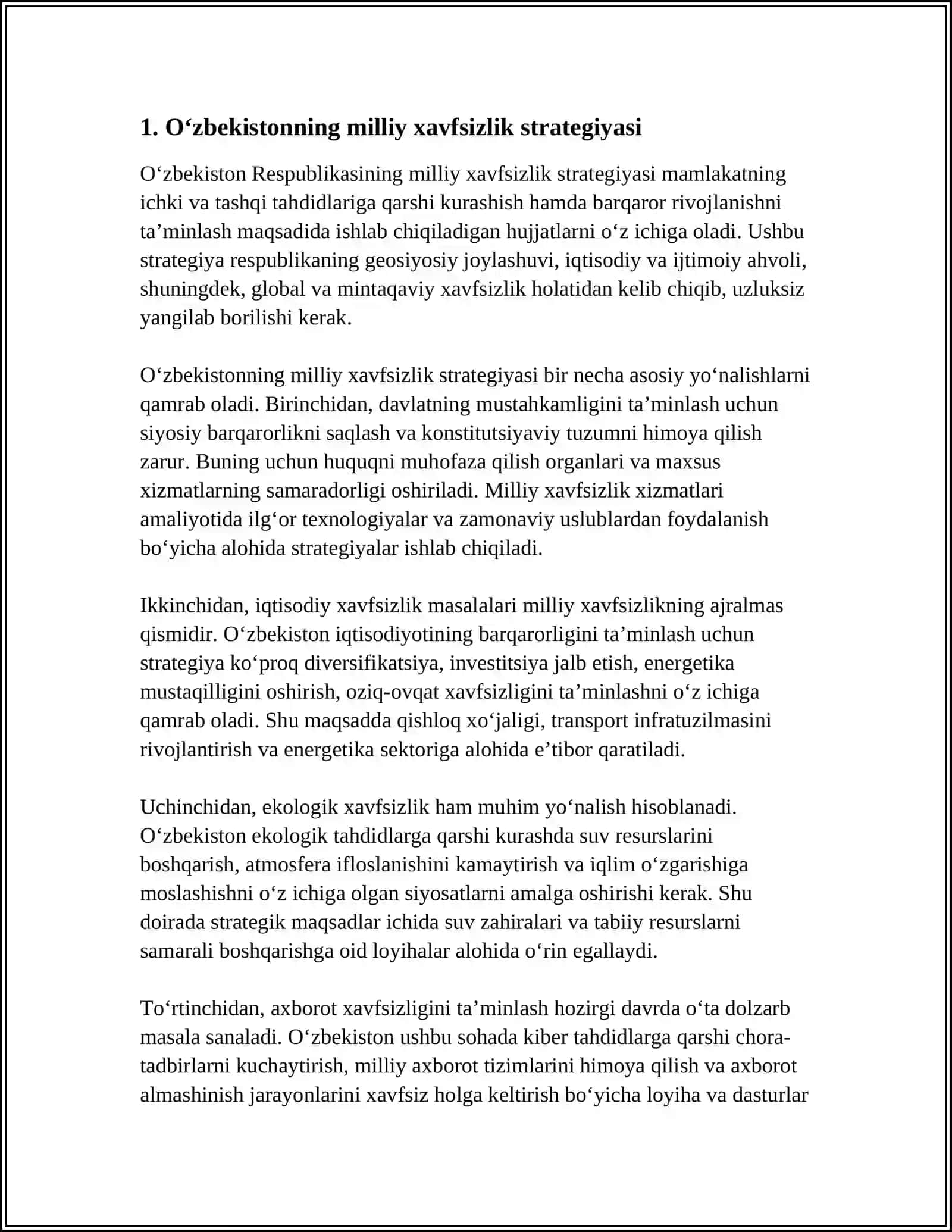 Oʻzbekistonning milliy xavfsizlik strategiyasi 3