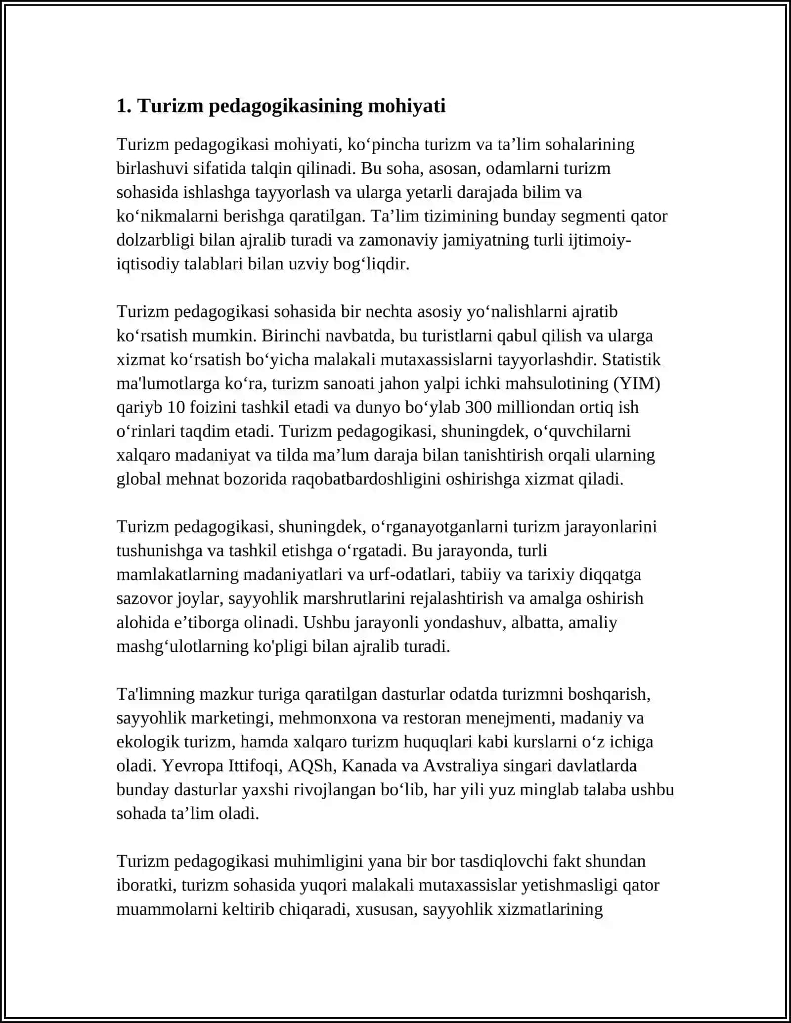 TURIZM PEDAGOGIKANING OʻQUVCHILAR VATANPARVARLIKNI TARBIYALASHDAGI IMKONIYATLAR 3