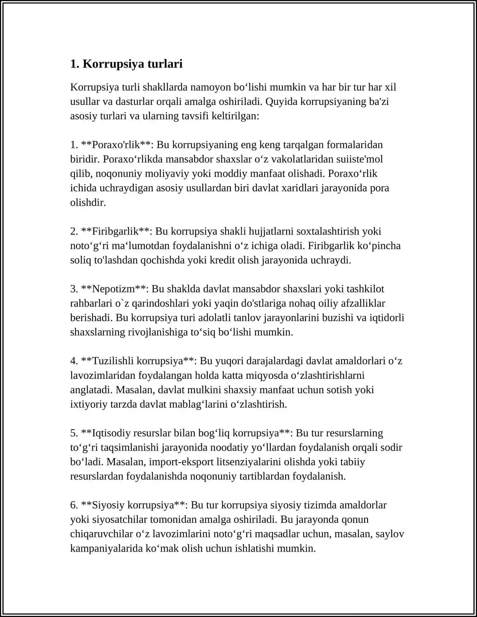 KORRUPSIYANING TURLARI 3