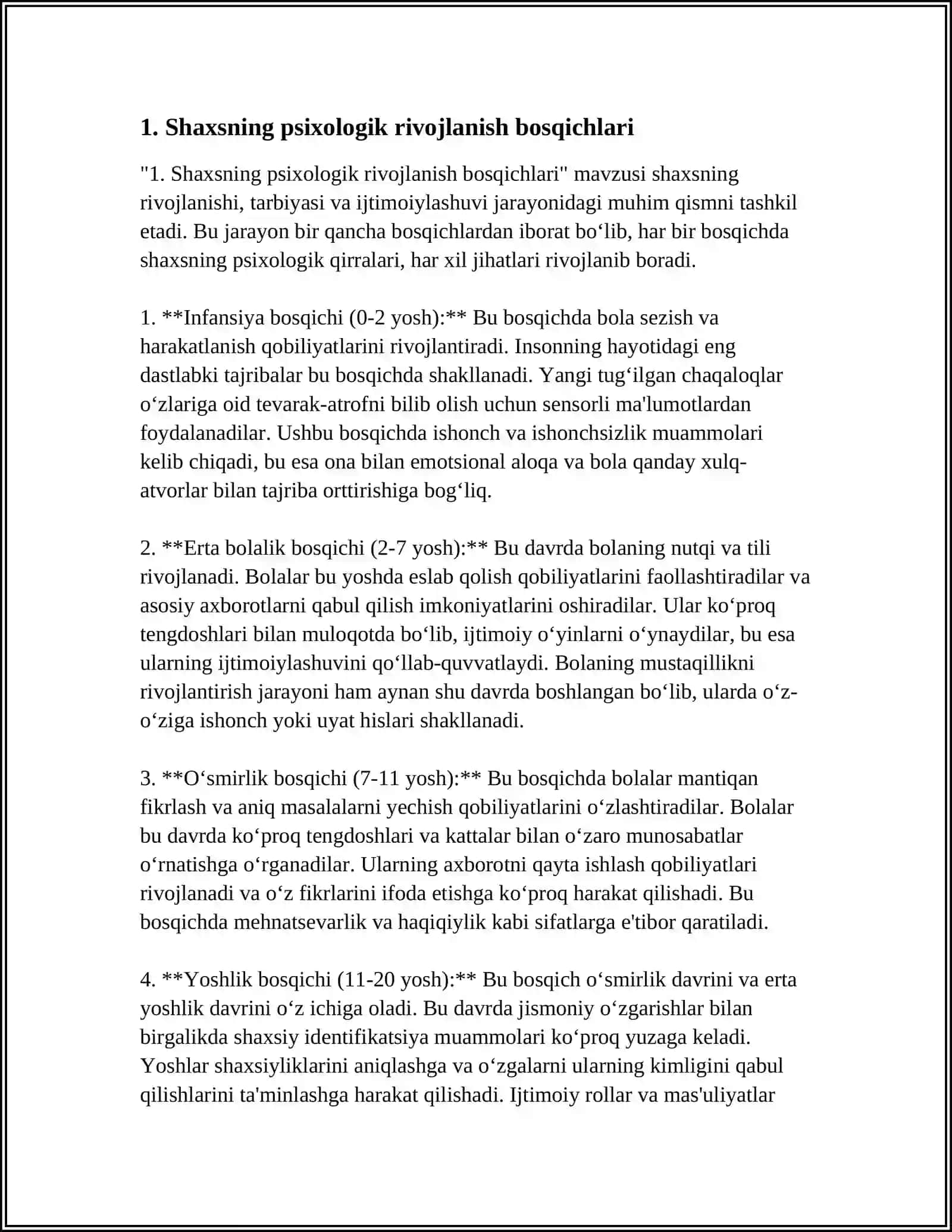 Shaxsning psixologik rivojlanishi 3