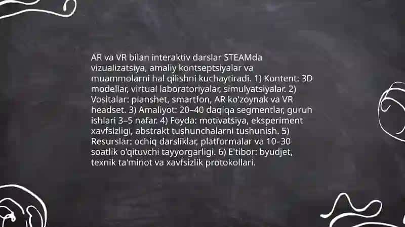 AR va VR bilan interaktiv darslar STEAMda 3
