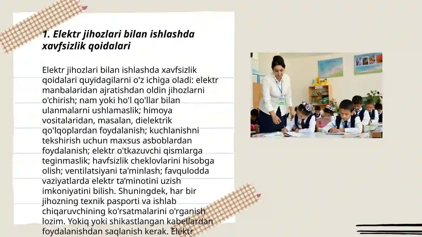 Texnologiya fanida xavfsizlik qoidalari bo'yicha ko'rgazmalar tayyorlash 3