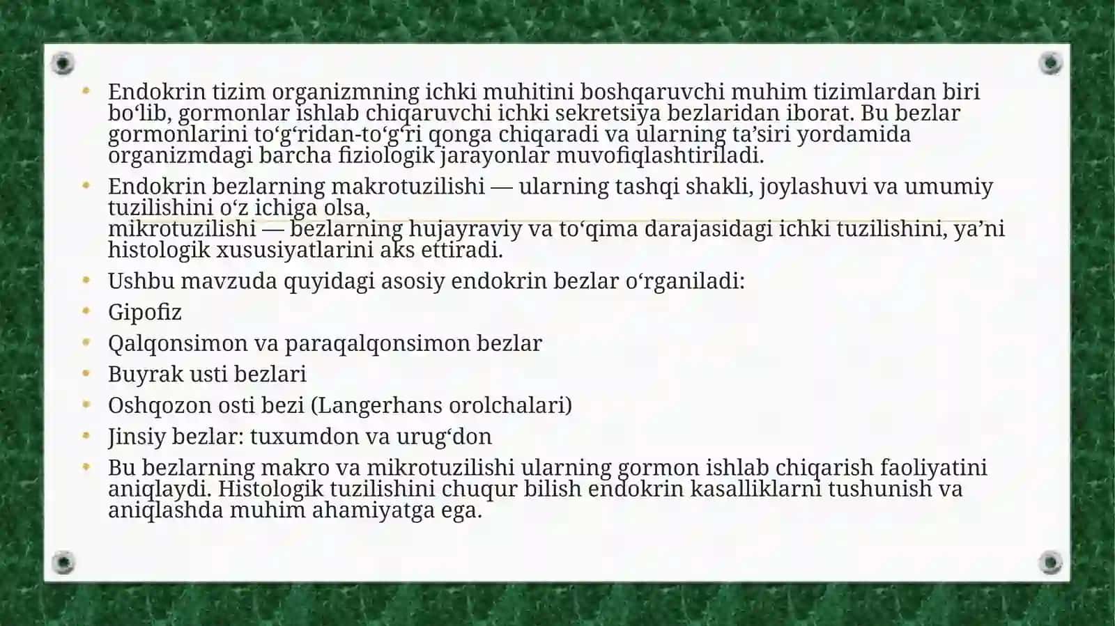 Primo Va Yulduzning Odamlar va Hayvonlar Fiziologiyasidan Tayyorlagan Taqdimot 3