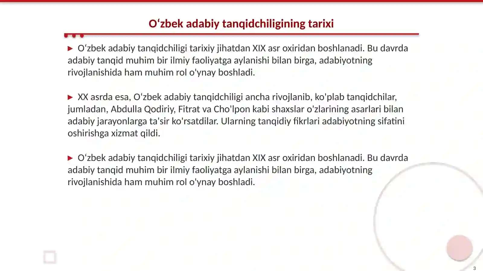 Oʻzbek adabiy tanqidchiligining janriy tasnifi 3