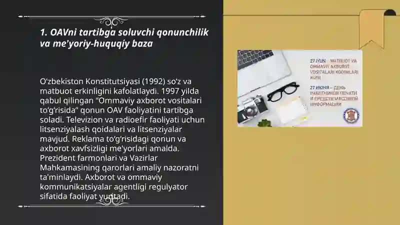 OAVni tartibga soluvchi qonunchilik va me'yoriy-huquqiy baza 3