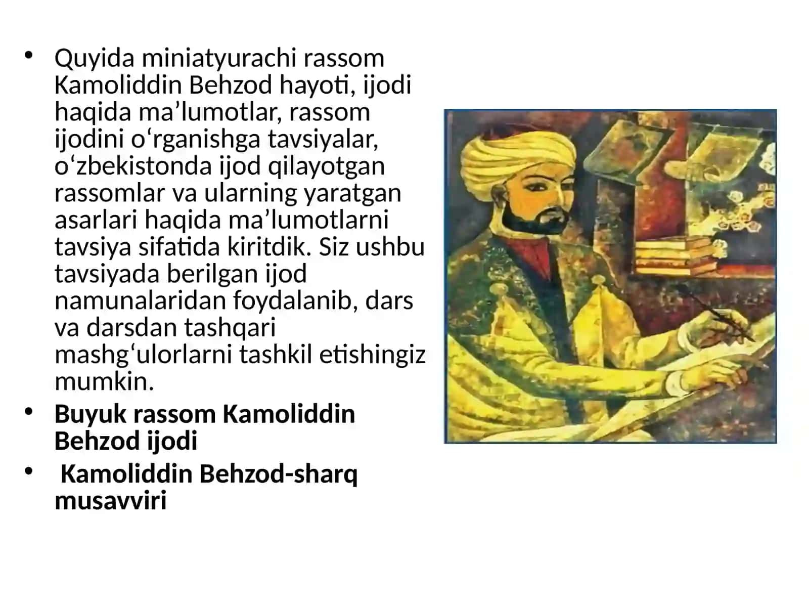 Tasviriy sanʼat darslarida Oʻzbekiston rassomlarining ijodini oʻrgatish metodikasi 3