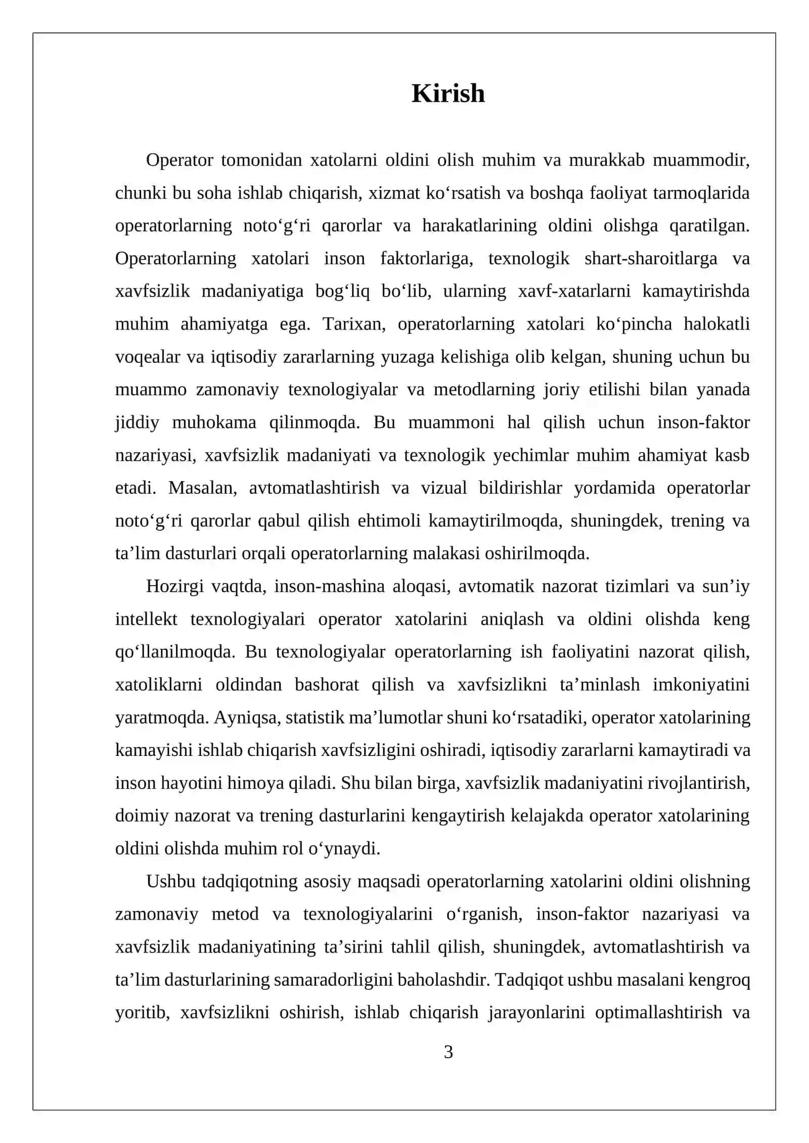 MUSTAQIL ISH OPERATOR TOMONIDAN XATOLARNI OLDINI OLINISHI 3