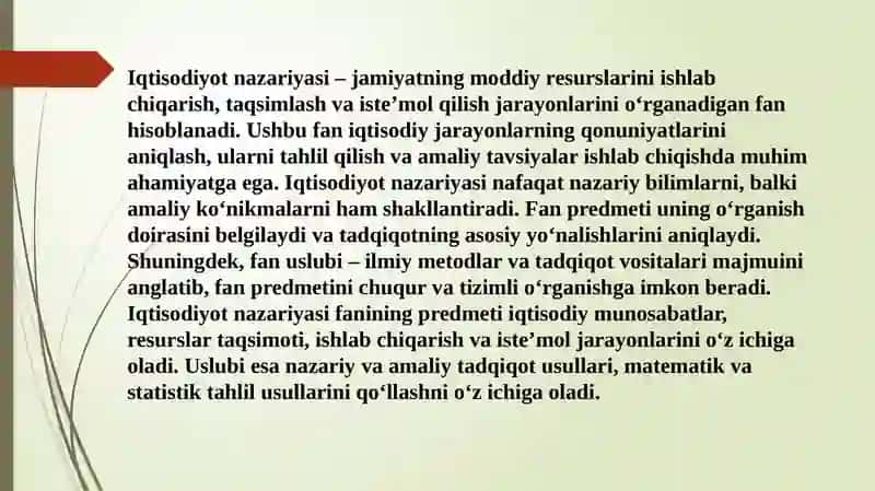 Iqtisodiyot nazariyasi fanining predmeti va uslubi 3