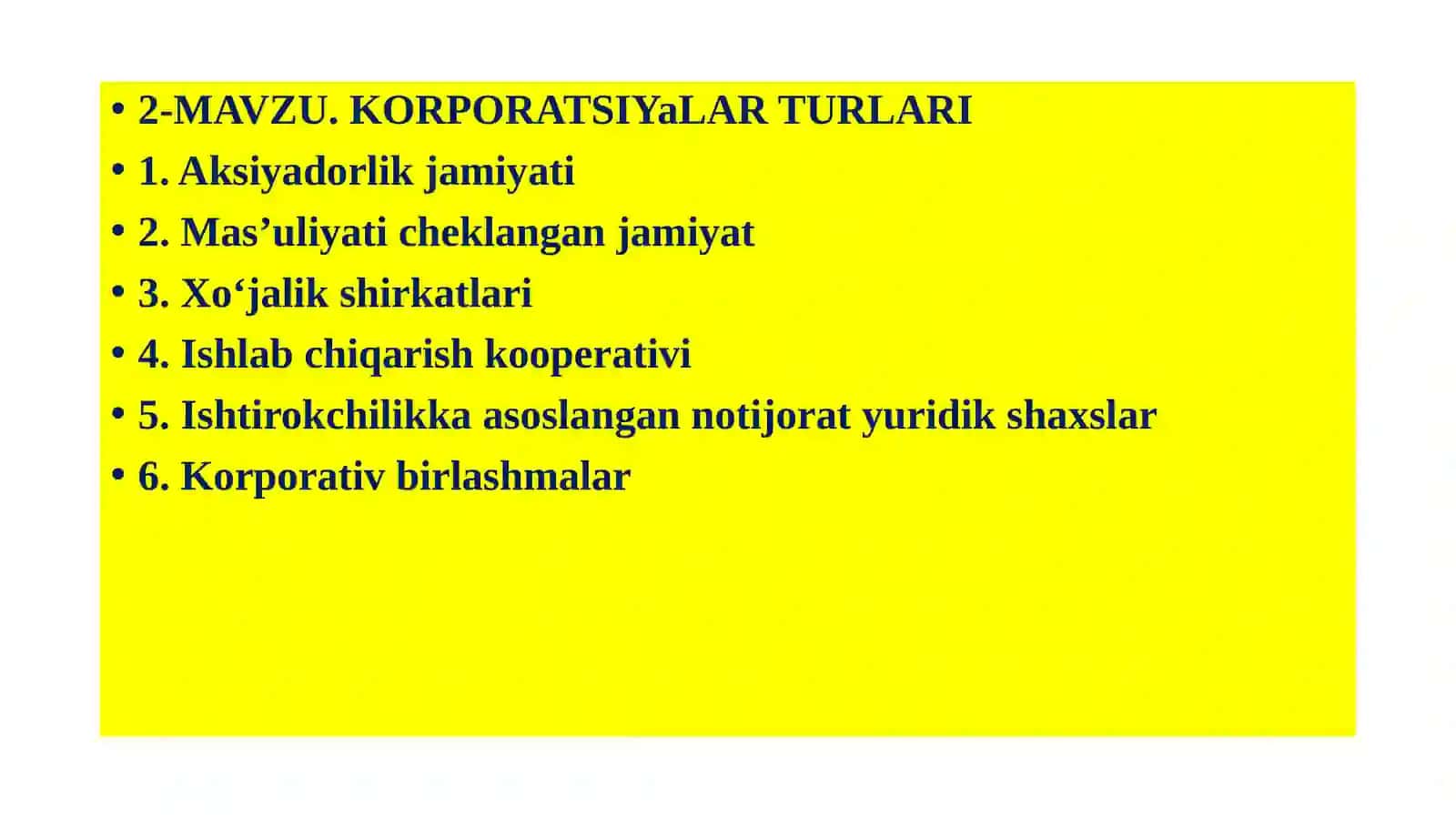 Korporatsiya turlari 3