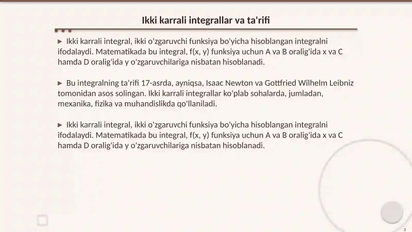 Ikki karrali integrallarning mexanik masalalarga tadbiqlari 3