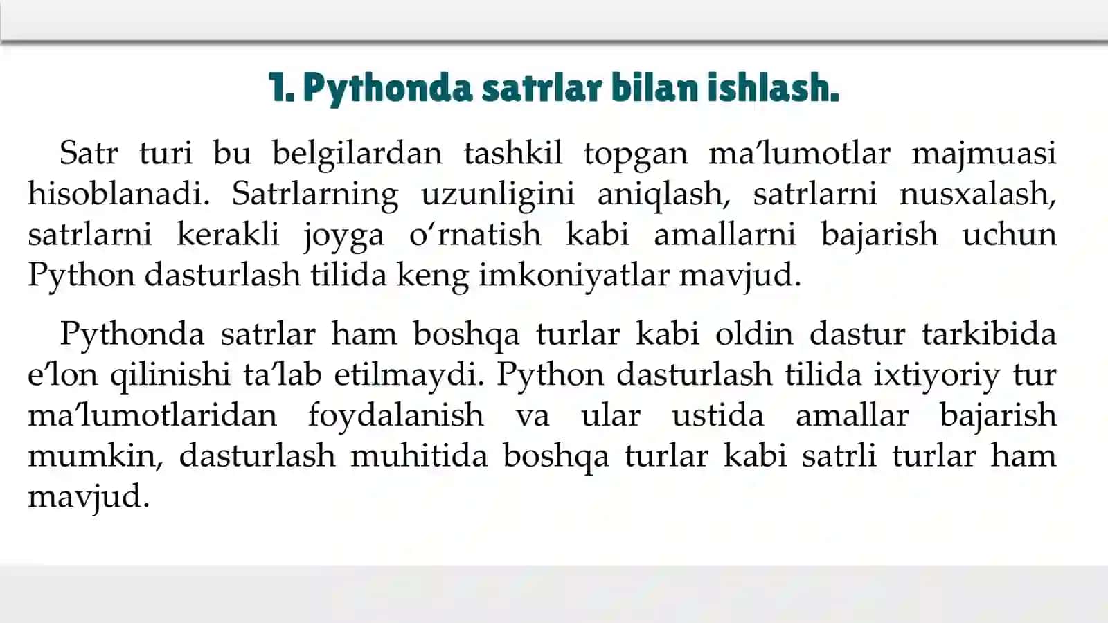 Pythonda satrlar 3