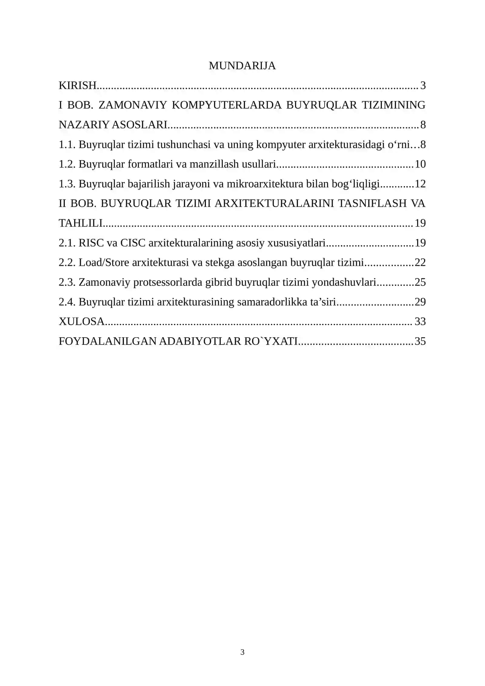 ZAMONAVIY KOMPYUTERLARNING BUYRUQLAR TIZIMI. BUYRUQLAR TIZIMI ARXITEKTURALARINI TASNIFLASH 3