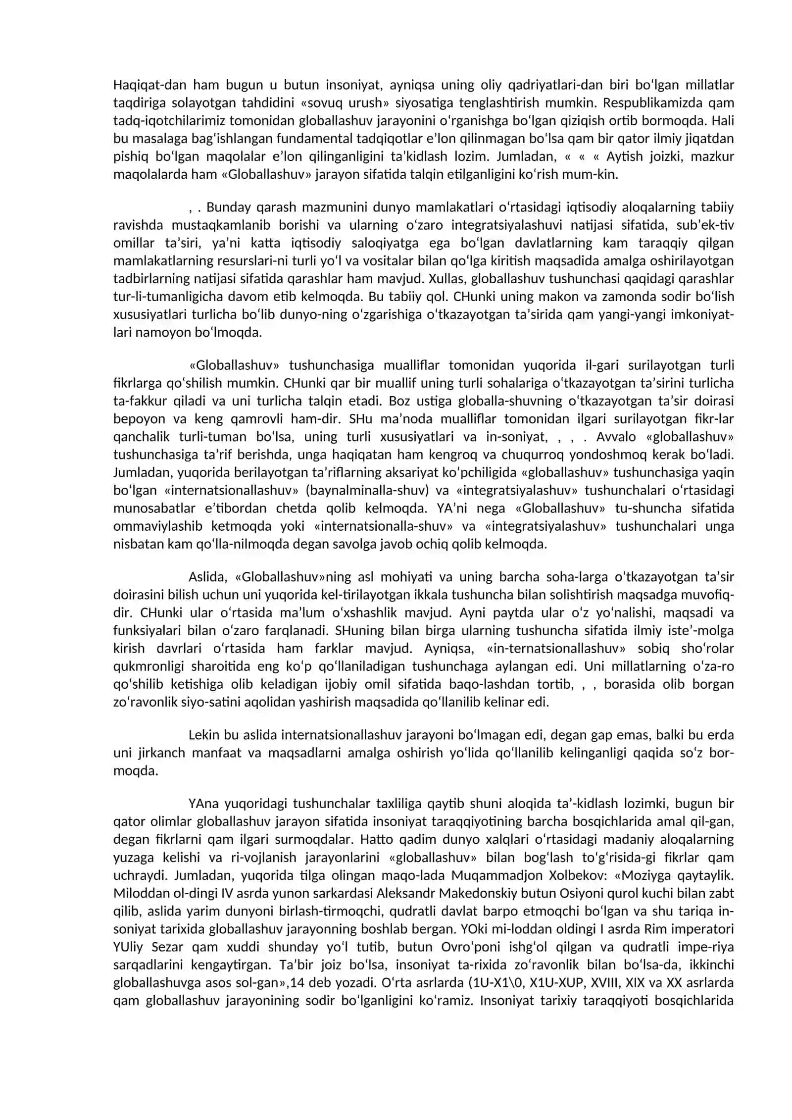 Globallashuv tushunchasi,, jamiyat hayotida namoyon bo‘lish xususiyatlari. Globallashuvning nazariy asoslari 3