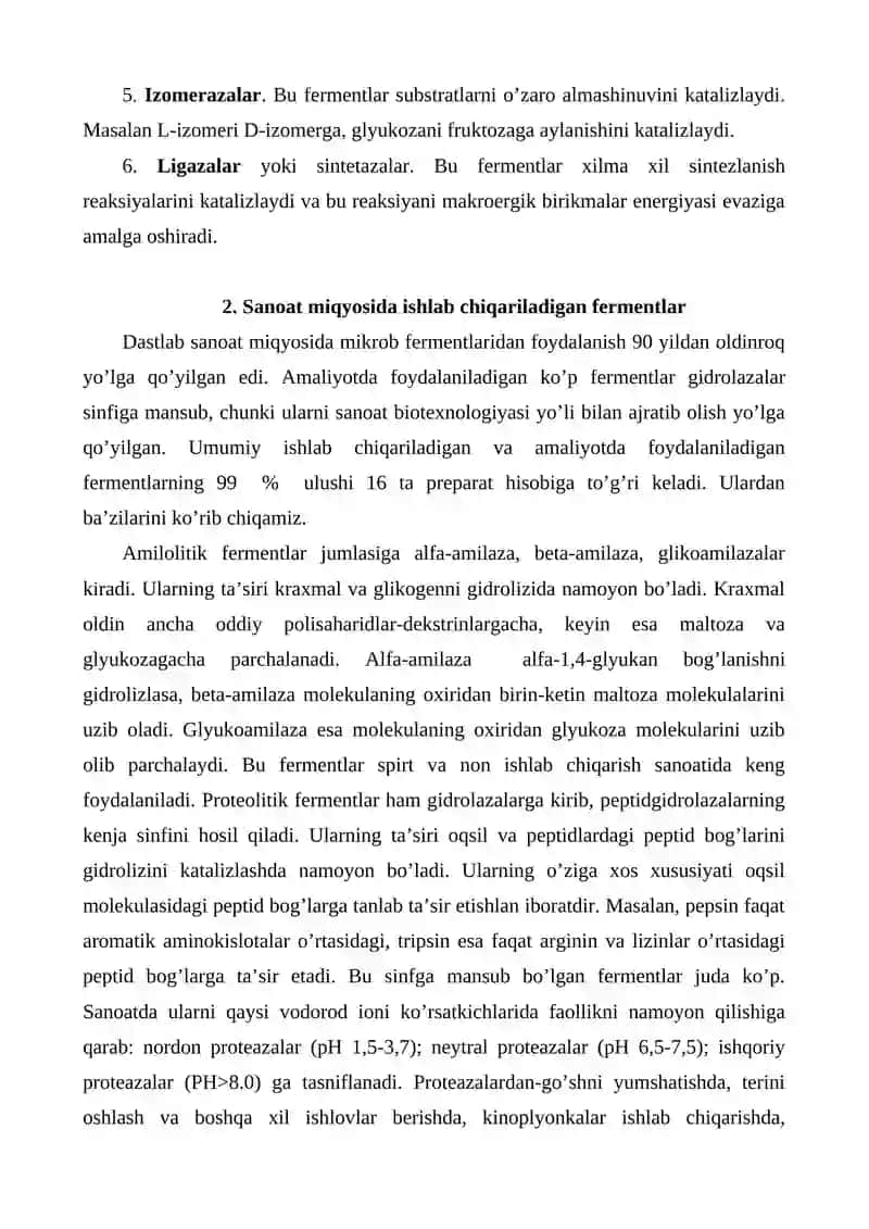 Fermentlarni mikrobiologik sintez yo’li bilan ajratib olish 3