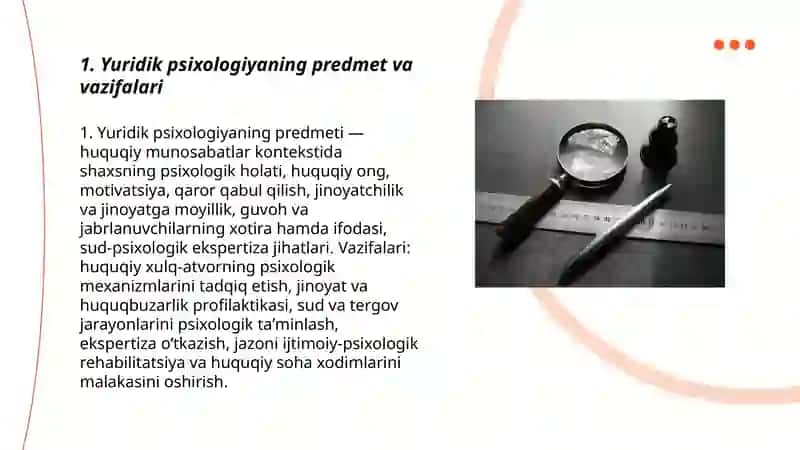 Yuridik psixalogiya nimani oʻrganadi 3