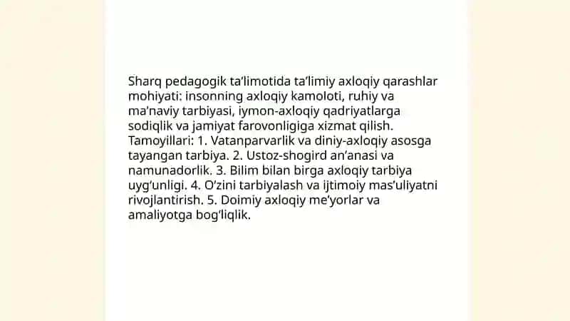 Sharq pedagogik taʼlimotida taʼlimiy axloqiy qarashlar 3