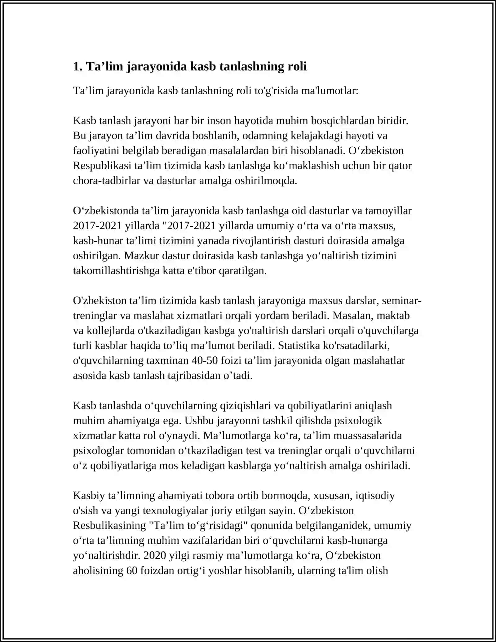 YOSHLARNI KASBGA YONALISHDA ULARNI XIS TUYGULARI IRODALARINI HISOBGA OLISH 3