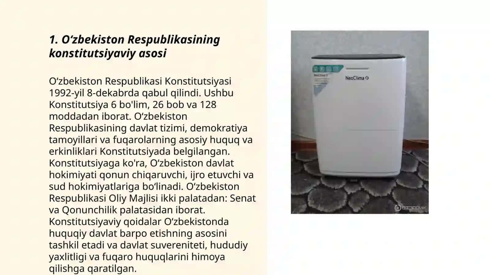 Oʻzbekiston respublikasi konstitutsiyasi fanidan tayyorlagan taqdimoti 3