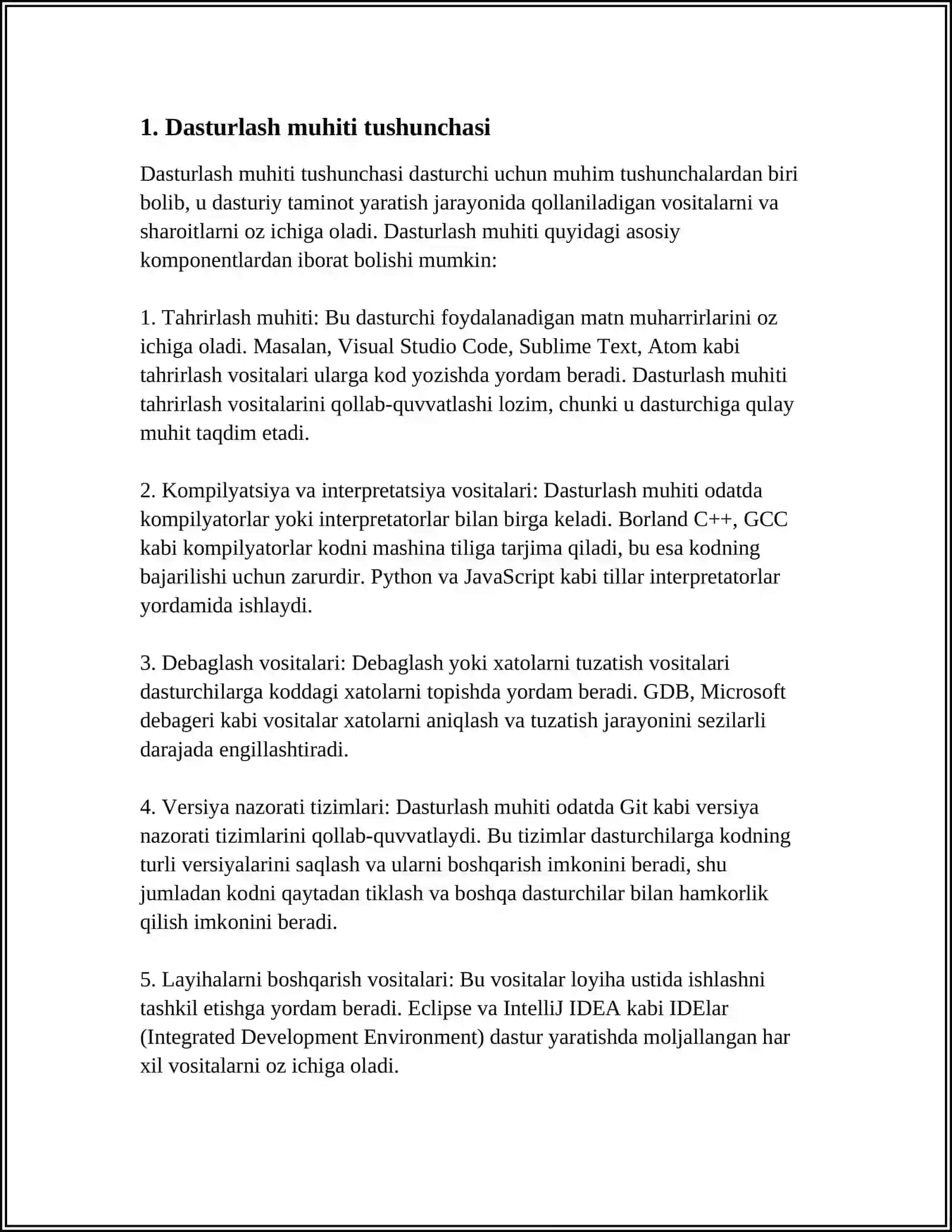 Dasturlash muhiti tushunchasi 3