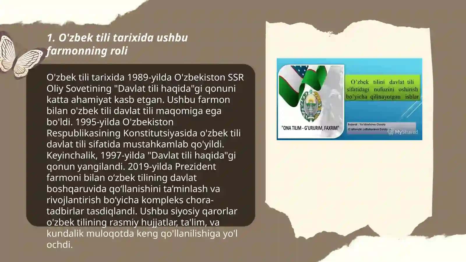 O'zbek tilining davlat tili sifatidagi nufuzi va mavqeyini tubdan oshirish chora-tadbirlari 3