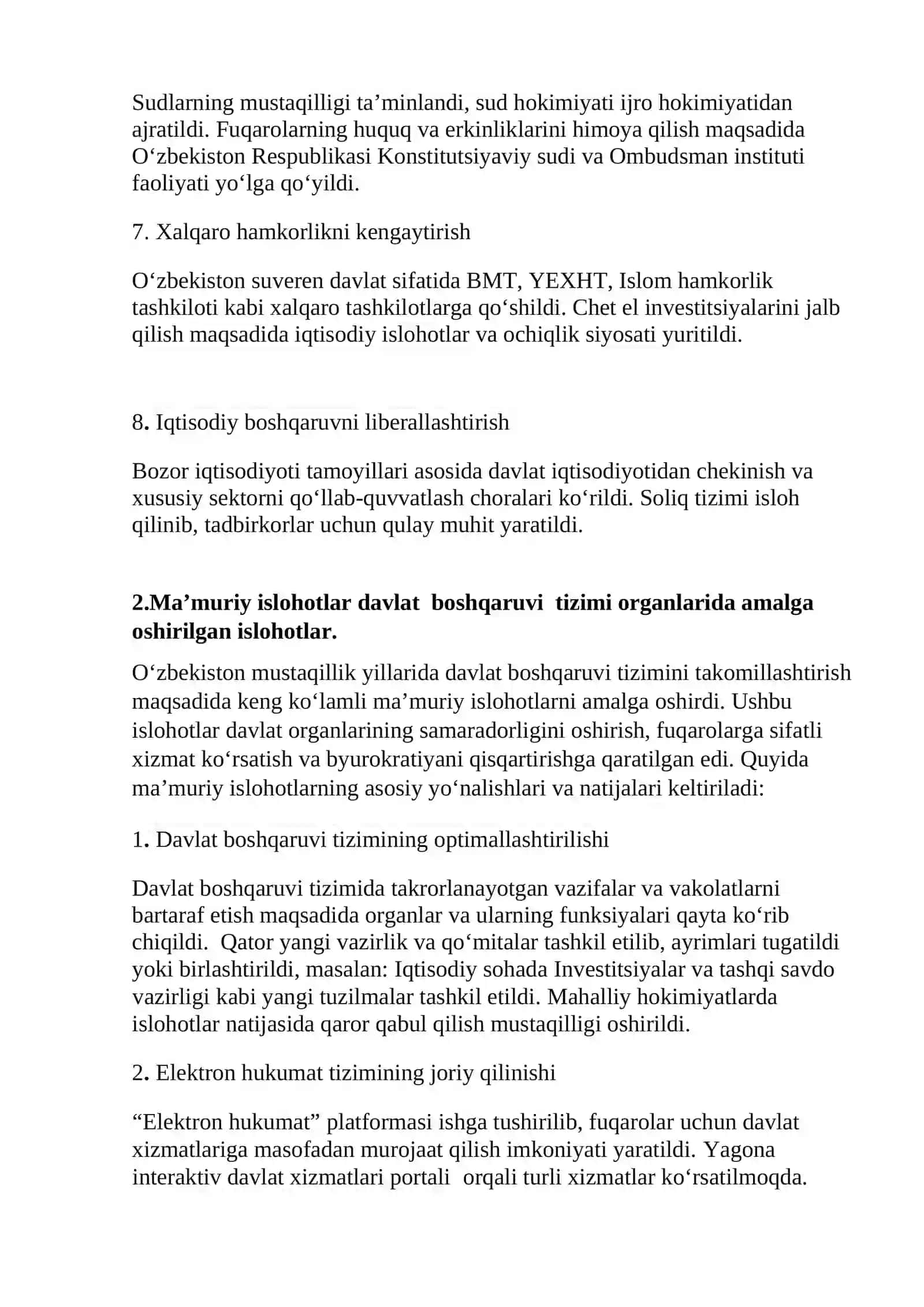 Mustaqillik yillarida davlat boshqaruvi tizimida amalga oshirilgan islohotlar 3