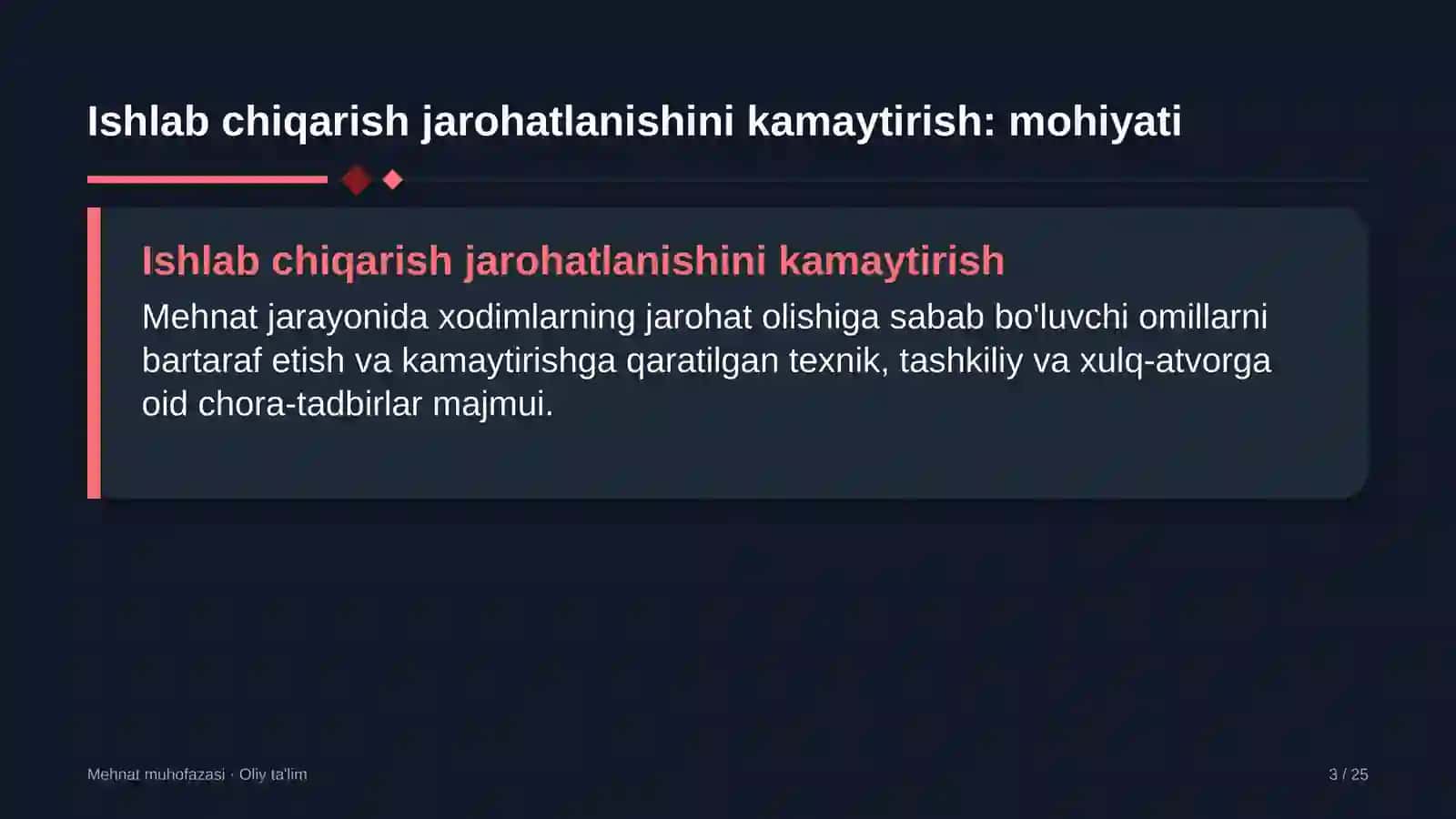 Farmatsevtika sanoatida ishlab chiqarish jarohatlanishini kamaytirish yo'llari 3