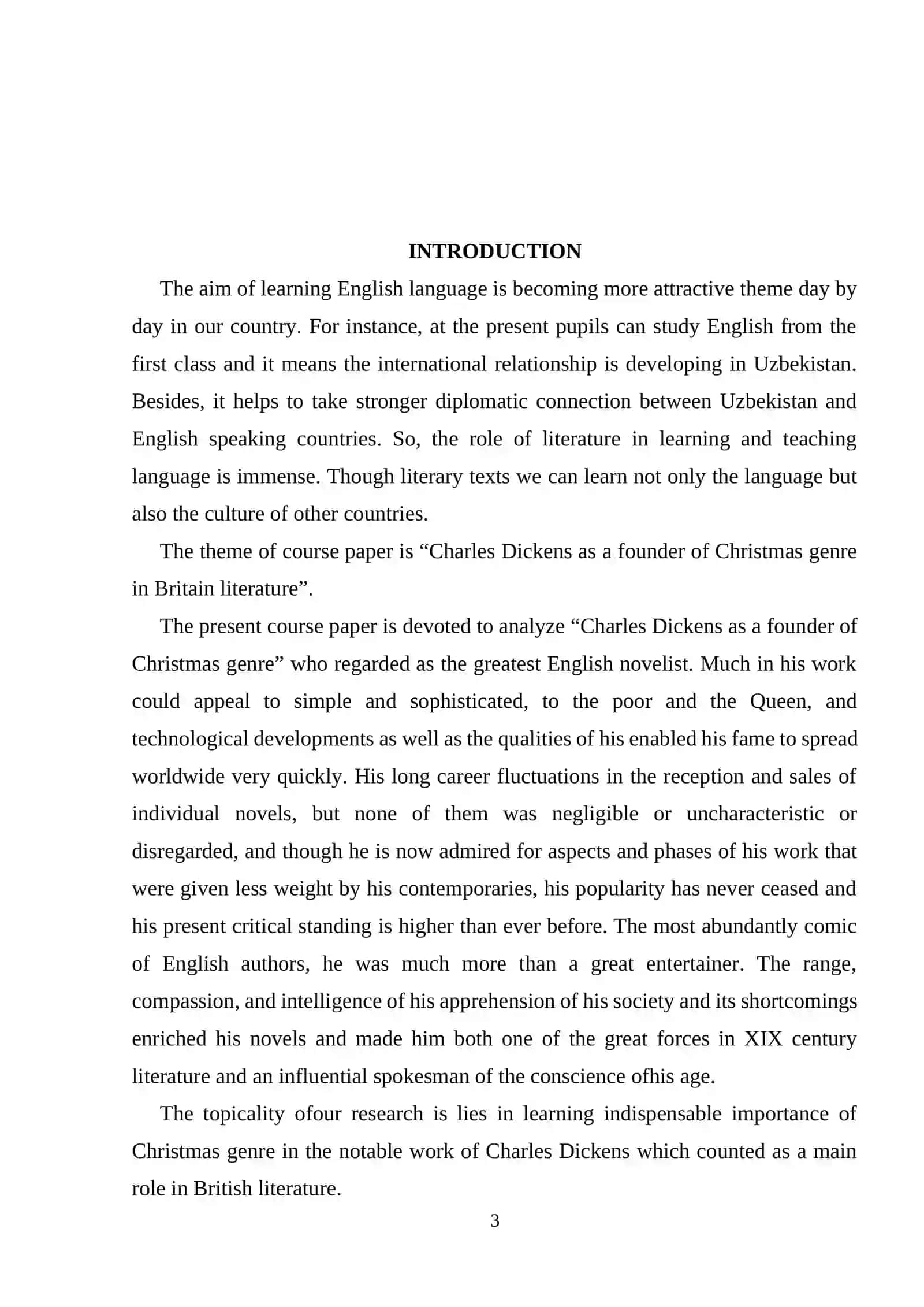 Course Paper on "Charles Dickens’s novels and their general ideology" 3