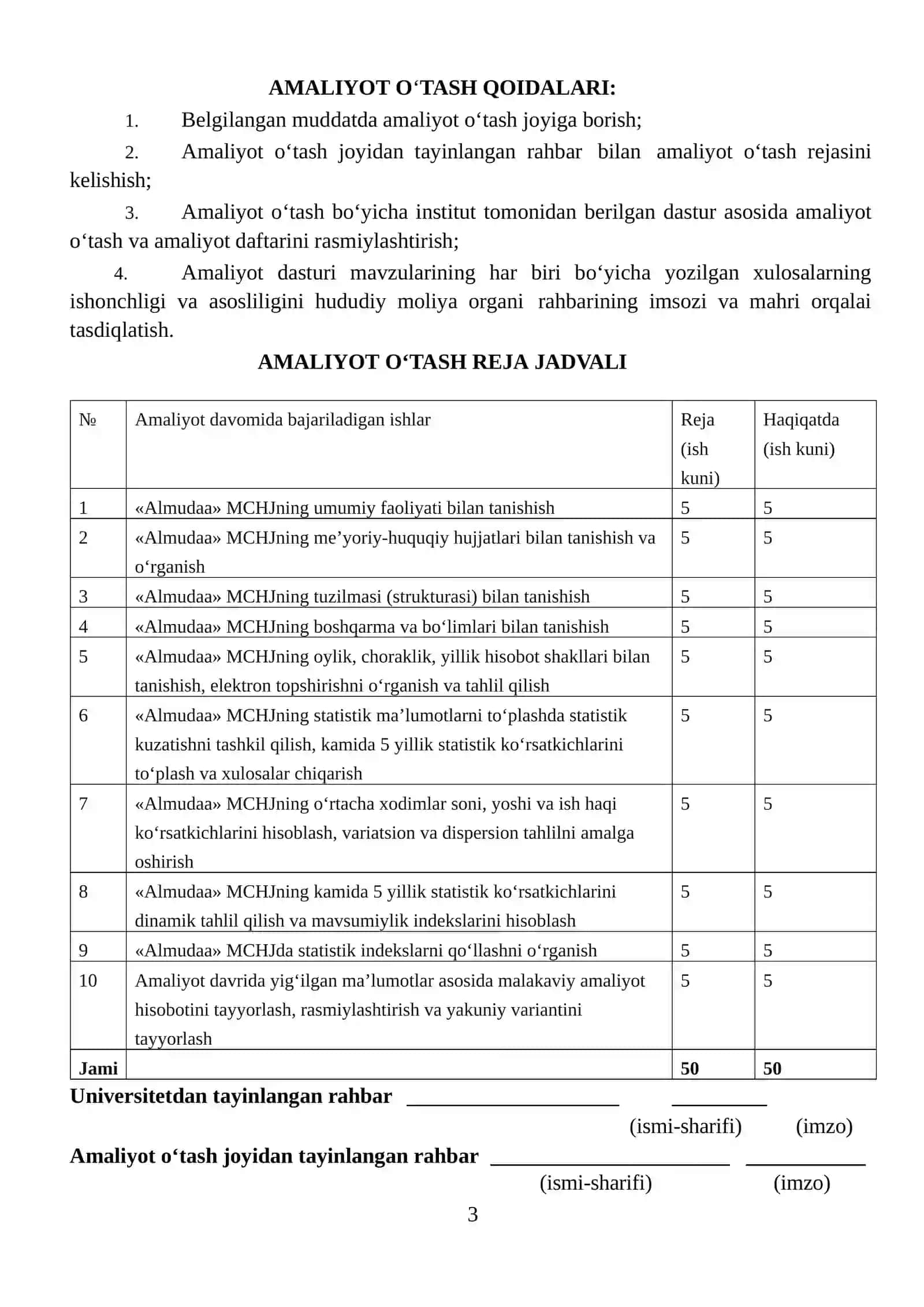 AMALIYOT HISOBOTI. «ALMUDAA» MCHJ konsalting va marketing xizmatlari faoliyati. 3