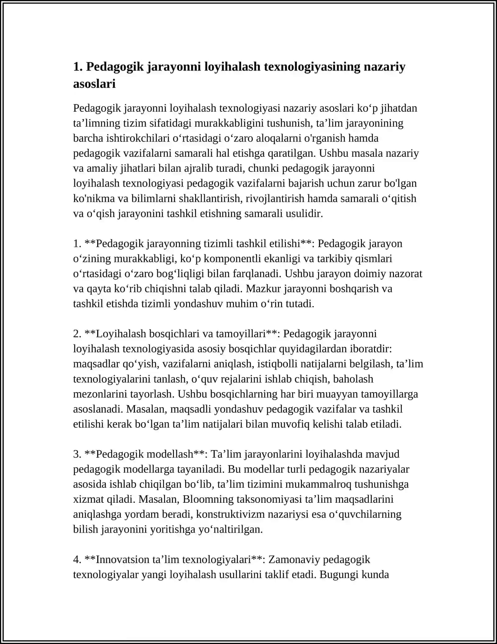 PEDAGOGIK JARAYONNI LOYIXALASH TEXNALOGIYASI 3