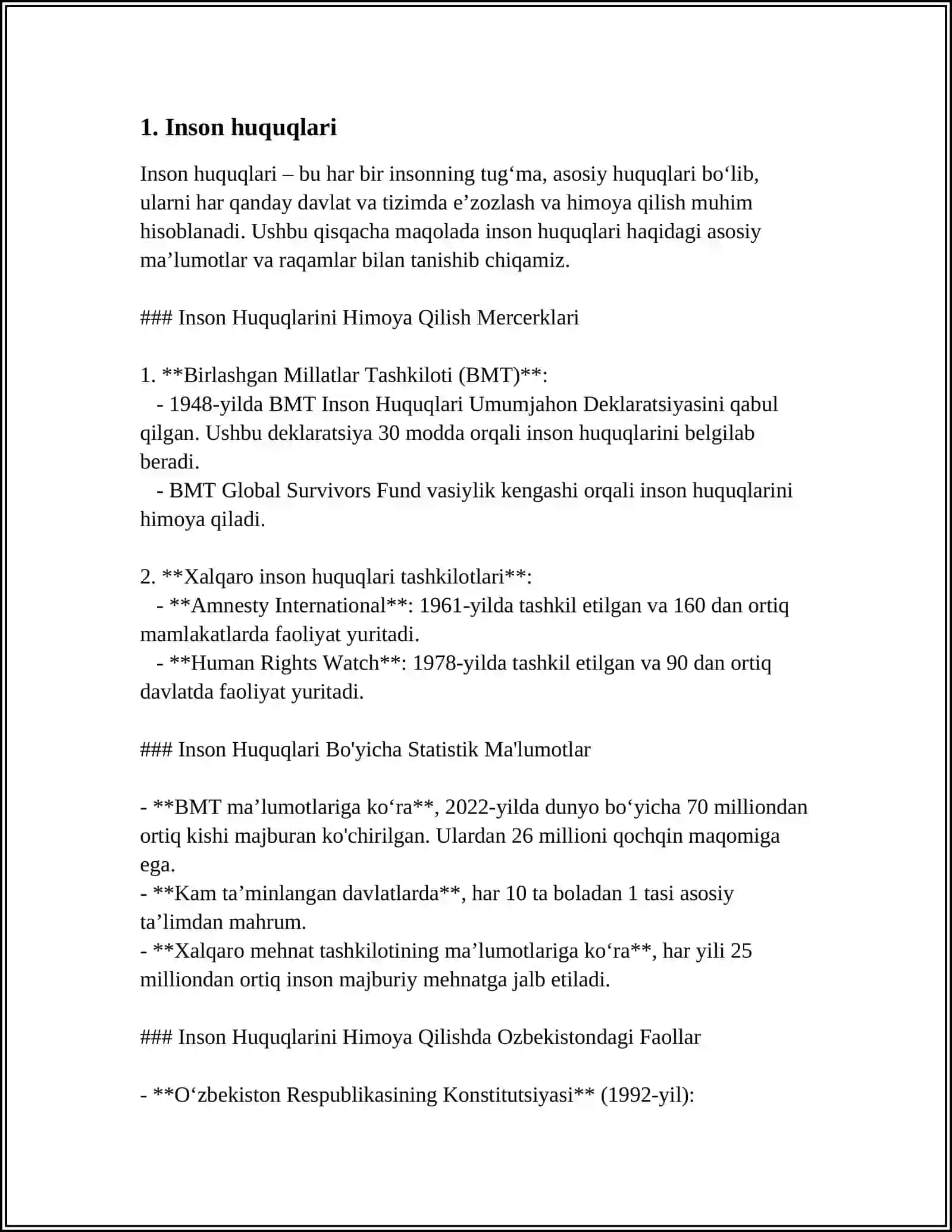 ISLOMDA INSON HUQUQLARI HIMOYASI, IJTIMOIY TENGLIK, ADOLAT VA TOLERANTLIK MAVZUSIDA KROSSVORD TAYYORLASH 3